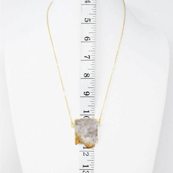 Natural Citrine Druzy Stone Necklace - Picture 3 of 6